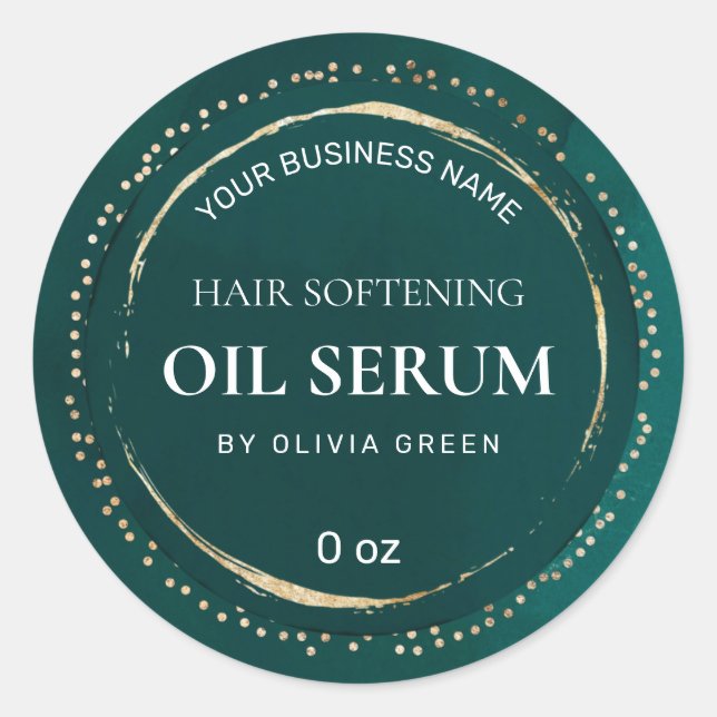 Luxe doré Turquoise vert cheveux  Serum Étiquettes (Devant)