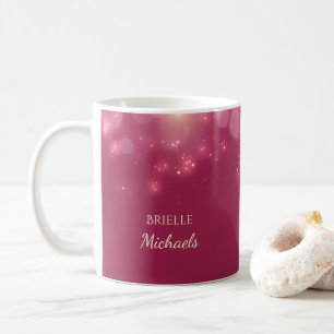 Luxe Dunkelrosa Glamour Bokeh Glitzern mit Namen Kaffeetasse