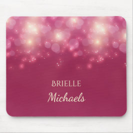Luxe Dunkelrosa Glamour Bokeh Glitzern mit Namen Mousepad
