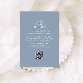 Luxe Dusty Blue | QR-Code Hochzeitsgastdetails Begleitkarte