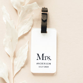 Luxe Elegance Black and White Mrs. and Wedding Dat Gepäckanhänger