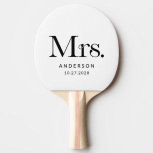 Luxe Elegance Black and White Mrs.   Hochzeit Tischtennis Schläger