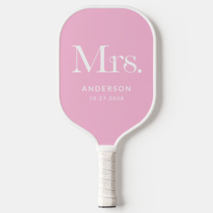Luxe Elegance Pink Mrs. Wedding Date Pickleball Schläger