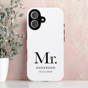 Luxe Elegance Schwarz-Weiß-Mister-Hochzeit iPhone 16 Hülle
