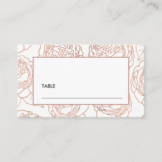 LUXE ELEGANT BLUSH PINK ROSE GOLD FLORAL WEDD PLATZKARTE (Vorderseite)