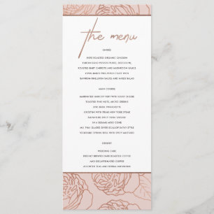 LUXE ELEGANT BLUSPINK ROSE GOLD FLORAL MENÜ MENÜKARTE