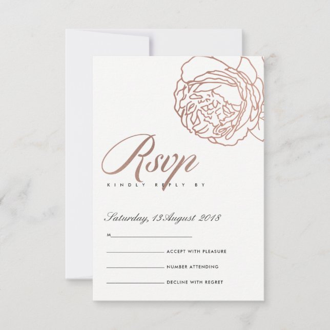 LUXE ELEGANT BLUSPINK ROSE GOLD FLORAL UAWG RSVP KARTE (Vorderseite)