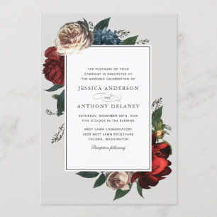 Luxe Elégant Faire-part de mariage Floral