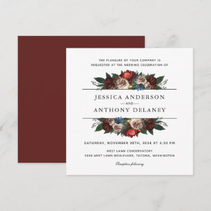 Luxe Elegant Floral Mariage Carré Invitation