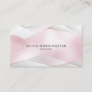 Luxe Elegant Sheer Pink Gold White Facets Visitenkarte