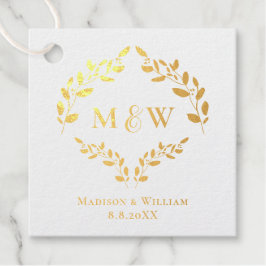 Luxe Elegant Wreath Monogram Gold Wedding Geschenkanhänger