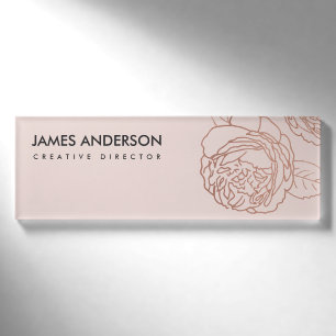 LUXE ELEGANTE BLUSPINK ROSE GOLD FLORAL NAMENSCHILD
