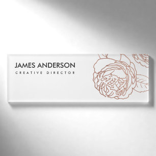LUXE ELEGANTE ERRÖTEN DAS ROSA BLUMEN ROSEN-GOLD NAMENSCHILD