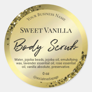 Luxe Et Glam Gold Body Scrub Étiquettes