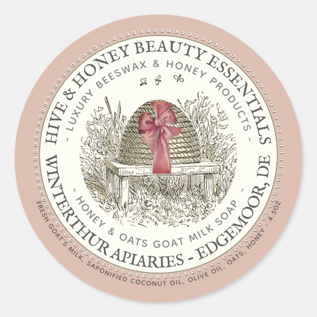 Luxe Étiquette de savon de Rose rose avec skep et  (Devant)