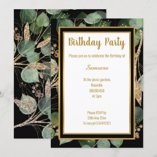 LUXE EUCALYPTUS BLACK GREEN SAGE 2 INVITATION EINLADUNG
