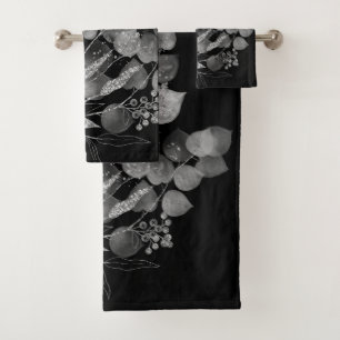 LUXE EUCALYPTUS BRANCH SILVER BADEZIMMER TOWEL SET