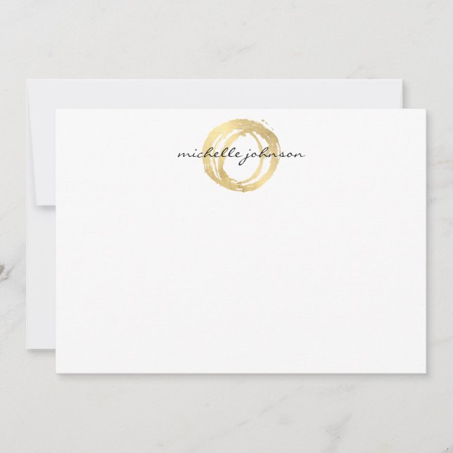 Luxe Faux Gold Peint Cercle Carte pour notes plat (Devant)