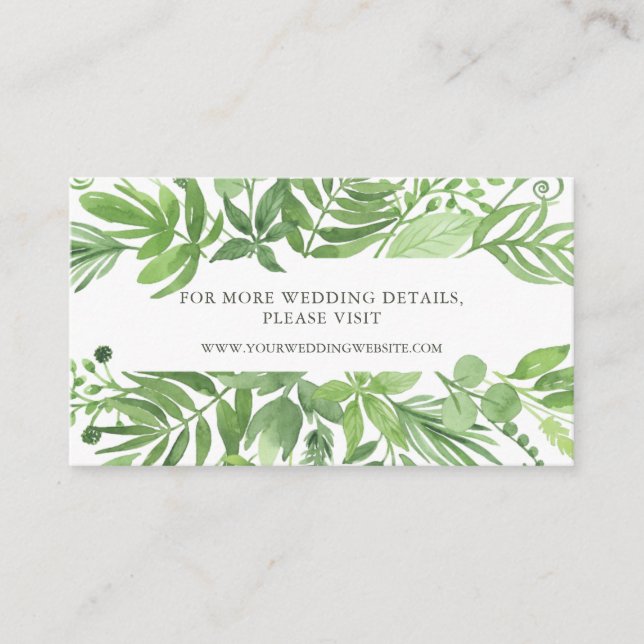 Luxe Feuille | Carte de site Web Mariage végétal v (Devant)