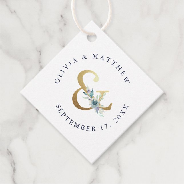 Luxe Floral Ampersand Hochzeit Vielen Dank Geschenkanhänger (Vorderseite)