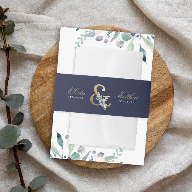 Luxe Floral Ampersand Wedding Monogram Einladungsbanderole (Von Creator hochgeladen)
