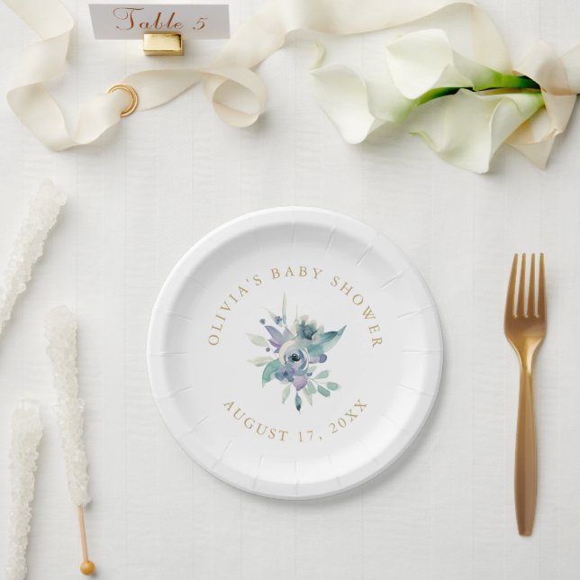 Luxe Floral Baby Shower Pappteller (Hochzeit)