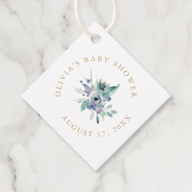 Luxe Floral Baby Shower Vielen Dank Geschenkanhänger (Vorderseite)