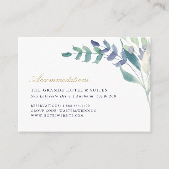 Luxe Floral Hochzeitsunterkünfte Begleitkarte (Vorderseite)