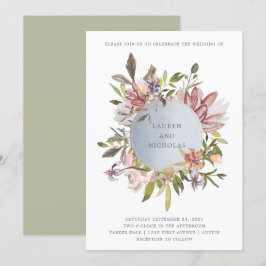 Luxe Floral in Moss | Elegante Wasserfarbenhochzei Einladung