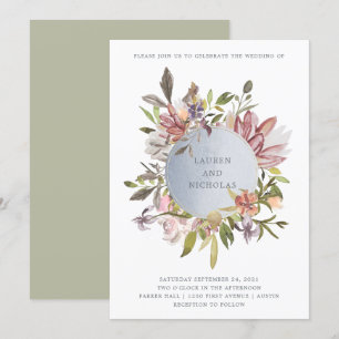 Luxe Floral in Moss   Elegante Wasserfarbenhochzei Einladung