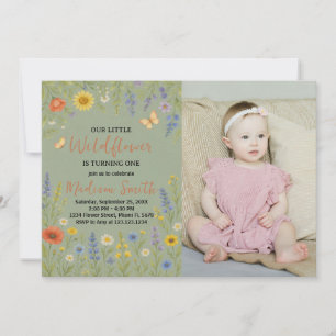 Luxe Floral Premier anniversaire Invitation avec p