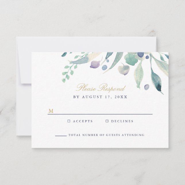 Luxe Floral Wedal Carte RSVP (Devant)