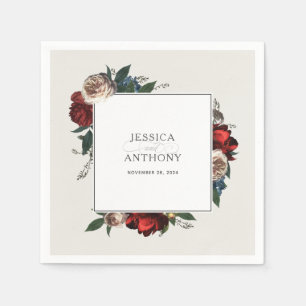 Luxe Floral Wedding Burgundy Rot und Pink Serviette