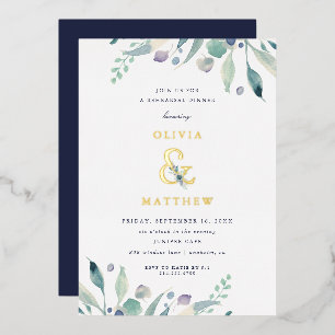 Luxe Floral Wedding Probe Dinner Folieneinladung