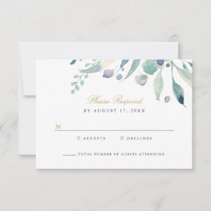 Luxe Floral Wedding RSVP Card Karte