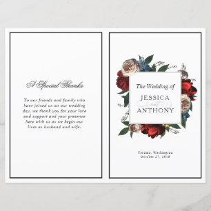 Luxe florale Rahmen für Hochzeitsprogramme