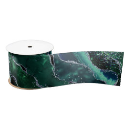 Luxe Gemstone Emerald Glitter Agate Satinband
