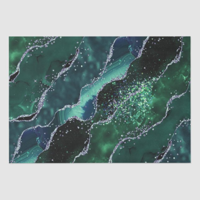 Luxe Gemstone Emerald Glitter Agate Seidenpapier (Vorderseite)