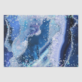 Luxe Gemstone Marble Blue Glitter Agate Seidenpapier