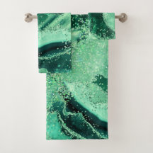 Luxe Gemstone Marble Green Glitter Agate