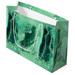 Luxe Gemstone Marble Green Glitter Agate Große Geschenktüte