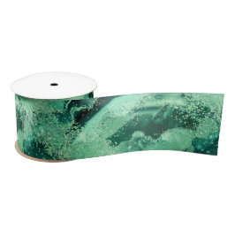 Luxe Gemstone Marble Green Glitter Agate Satinband