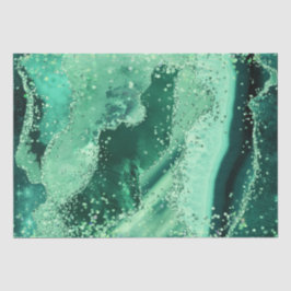 Luxe Gemstone Marble Green Glitter Agate Seidenpapier