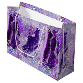 Luxe Gemstone Marble Purple Glitter Agate Große Geschenktüte