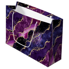Luxe Gemstone Purple Gold Glitter Agate Große Geschenktüte