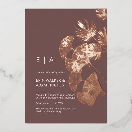 Luxe Gingko Leaf Real Rose Gold Wedding Folieneinladung