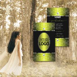 Luxe Glam Black Yellow Verzierte Ornamente mit Log Visitenkarte