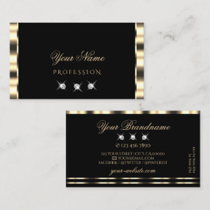 Luxe Glam Gold Black Sparkling Diamonds Luxuriös Visitenkarte