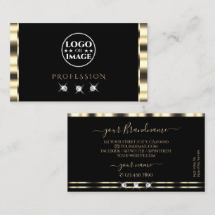 Luxe Glam Gold Black Sparkling Diamonds mit Logo Visitenkarte