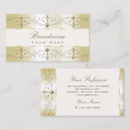Luxe Glam Gold und Creme Verzierte Grenzen Ornamen Visitenkarte